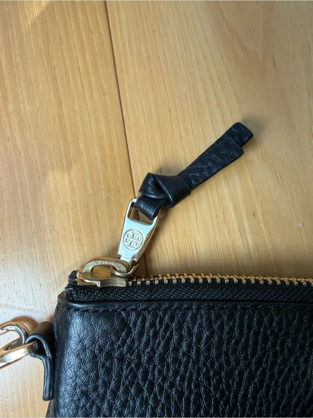 Tory Burch Black Pebbled Leather Wristlet
